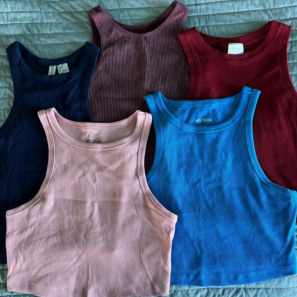 FIVE TANK TOPS, various brands and colors